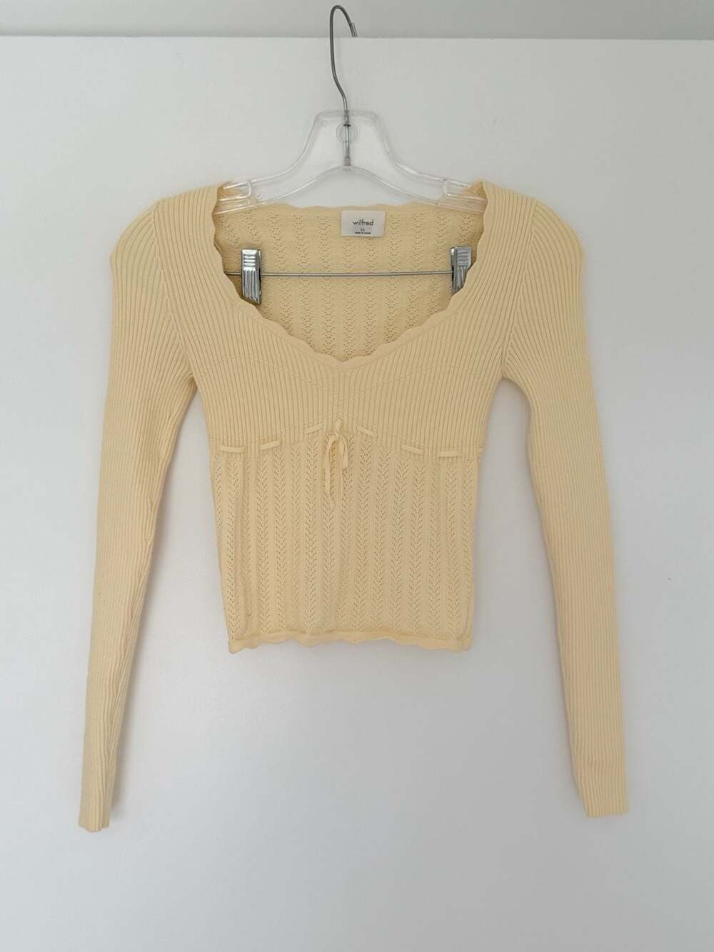 Wilfred Long Sleeve Scalloped Knit Top XS
